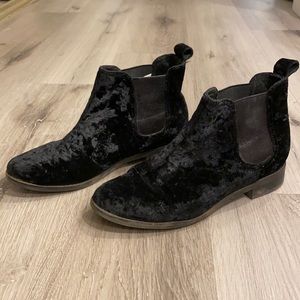 TOMS black velvet Chelsea bootie, size 6.5
